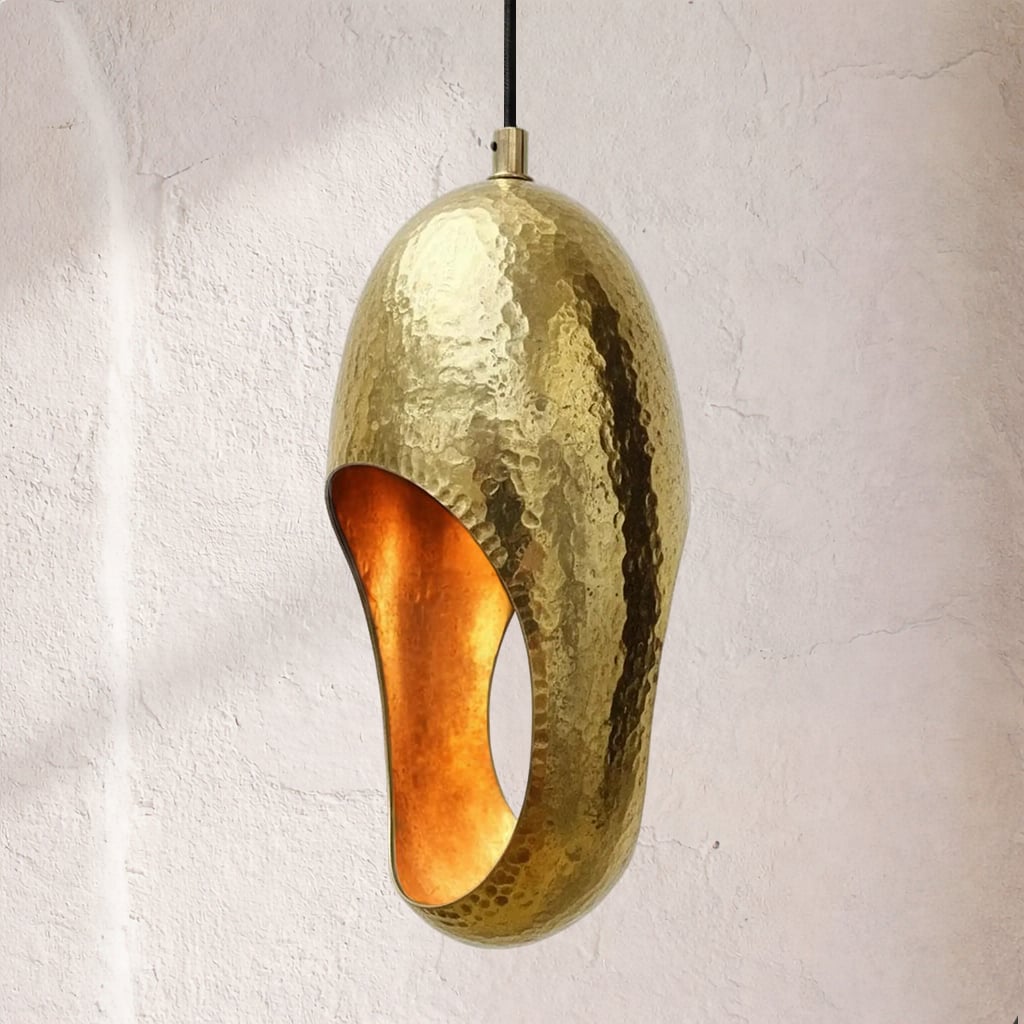 Cutout Hammered Brass Pendant Light