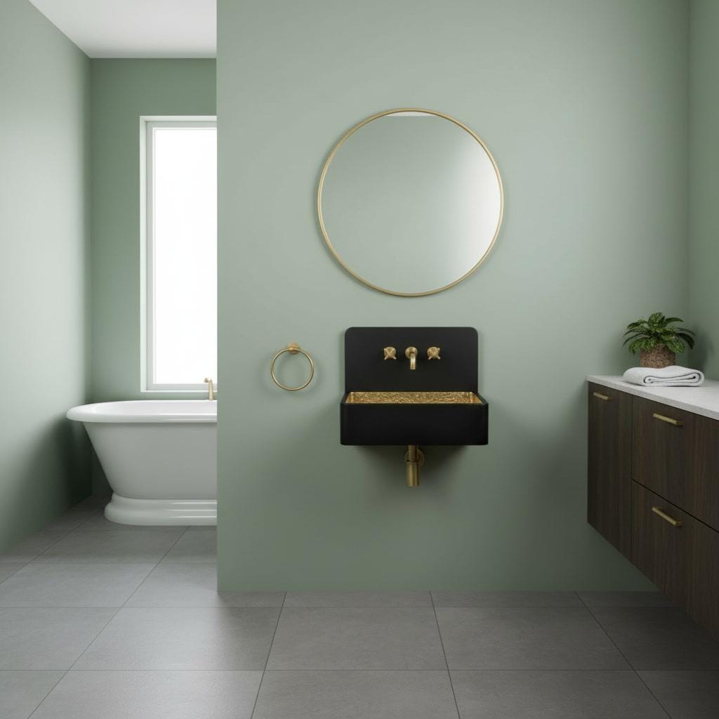 Brass Sink, Black Wall Mounted Basin, Floating Rectangular Washbasin, Hammered Brass Vanity Bowl, Industrial Sink