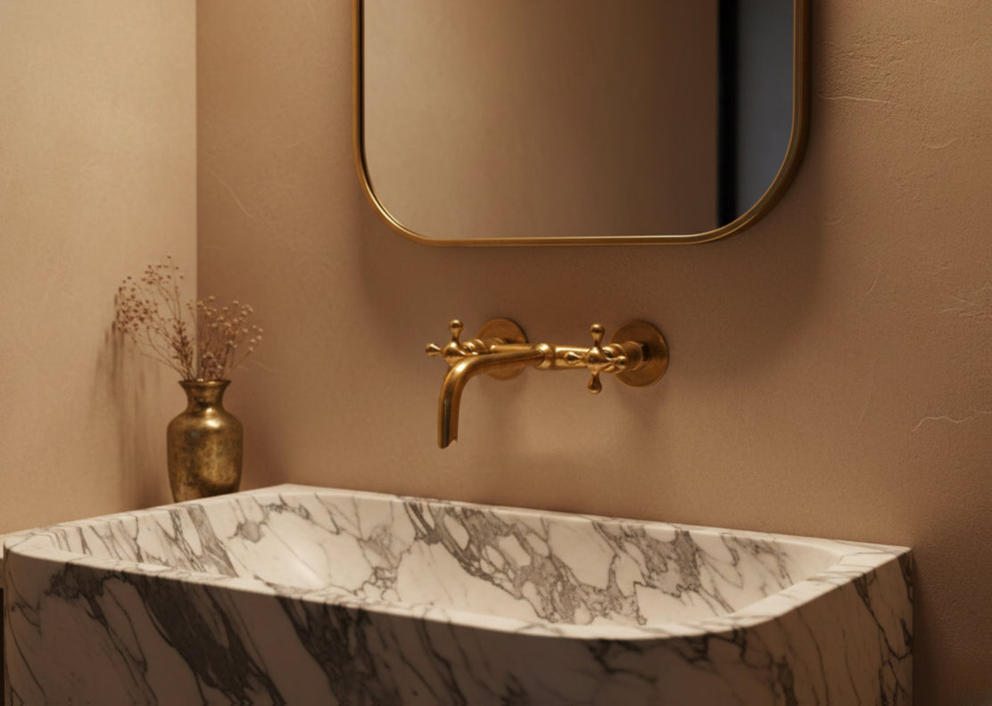 Unlacquered Brass Bathroom Faucet - Wall Mounted Faucet
