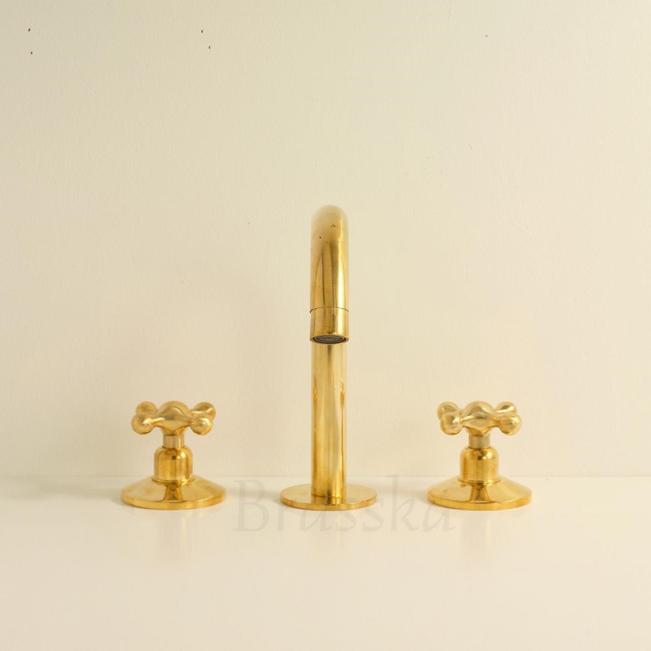 Handcrafted Vintage Brass Bathroom Faucet with Elegant Design