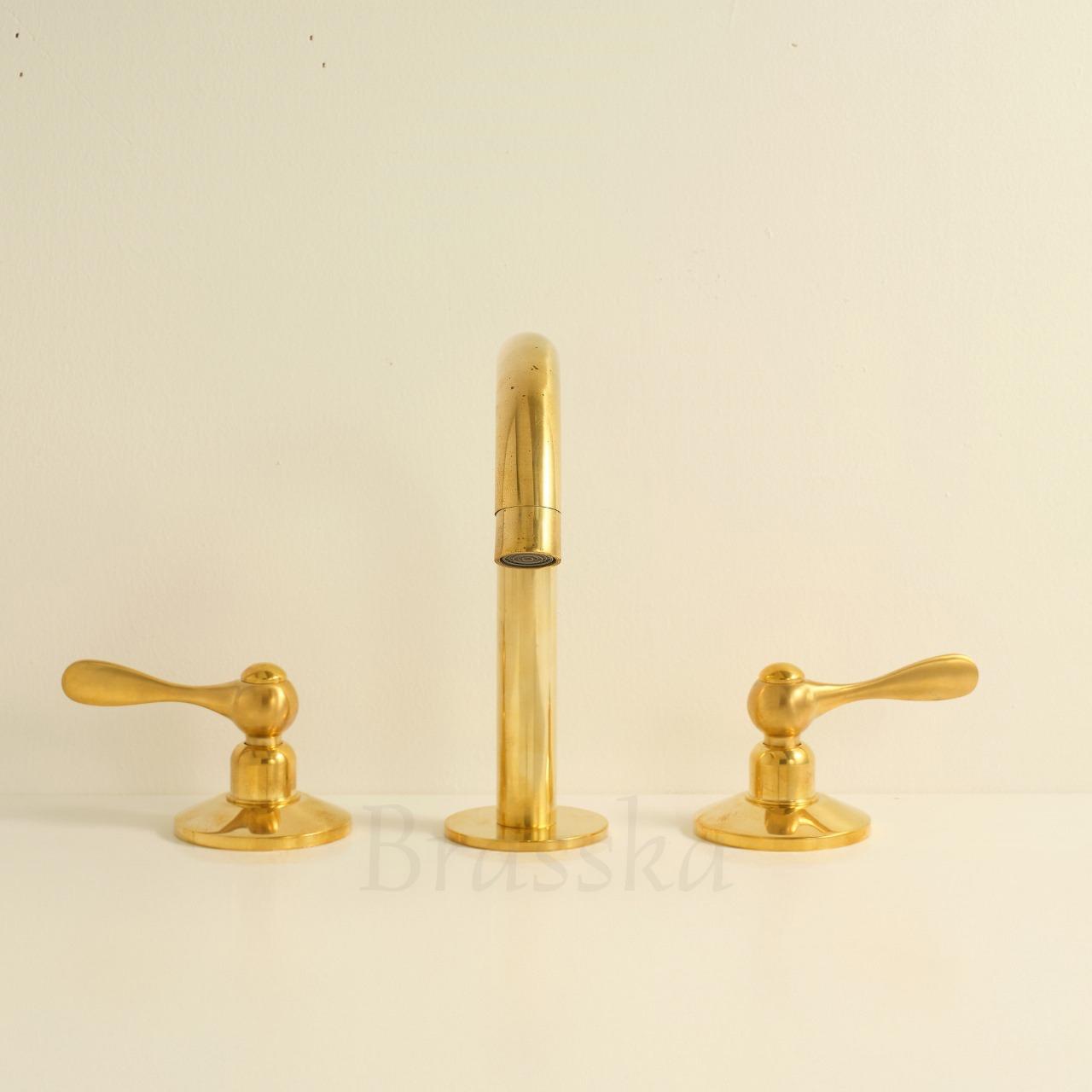 Handcrafted Vintage Brass Bathroom Faucet with Elegant Design
