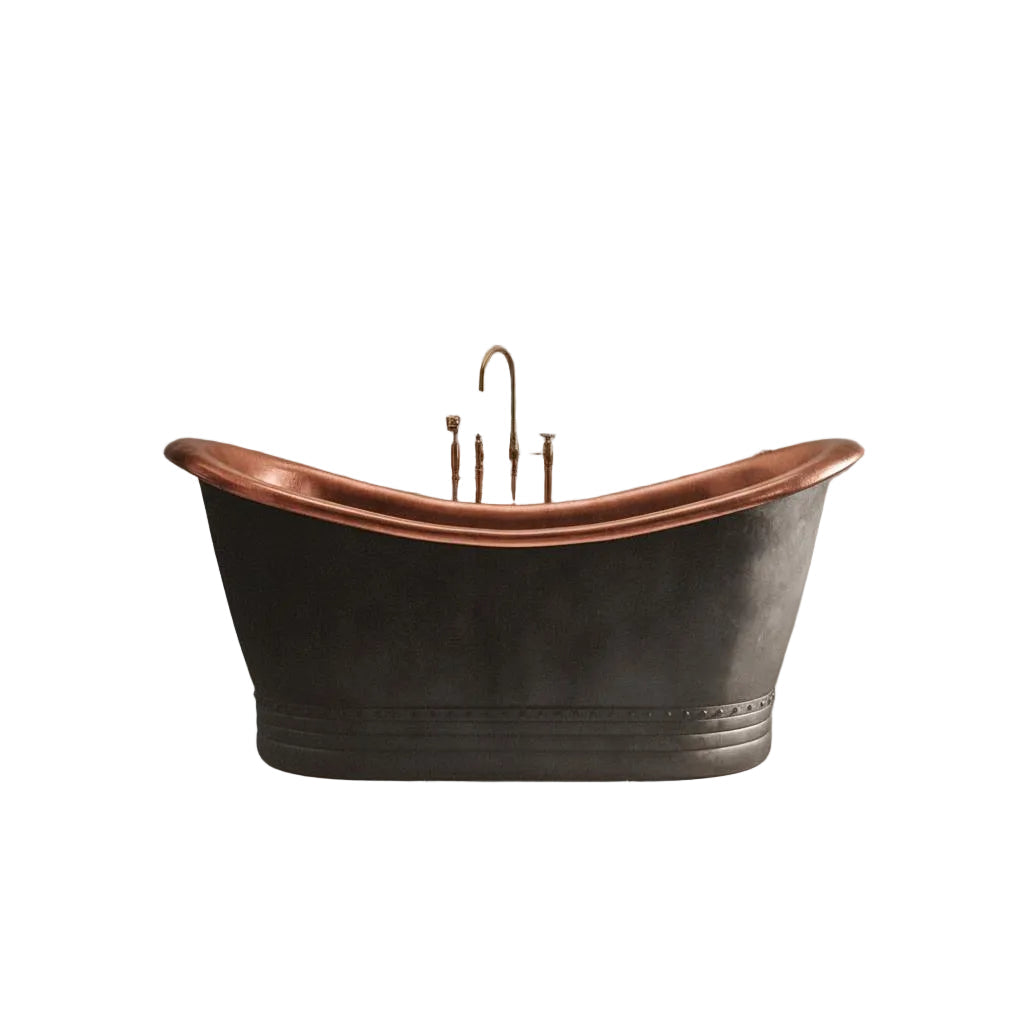 Luxury Black Copper Freestanding Designer Bathtub for Elegant Bathrooms