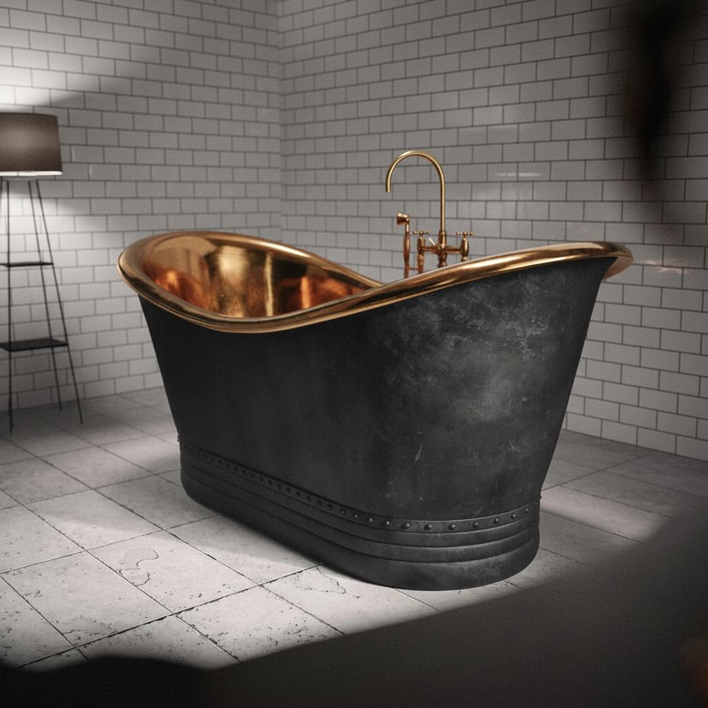 Luxury Black Copper Freestanding Designer Bathtub for Elegant Bathrooms