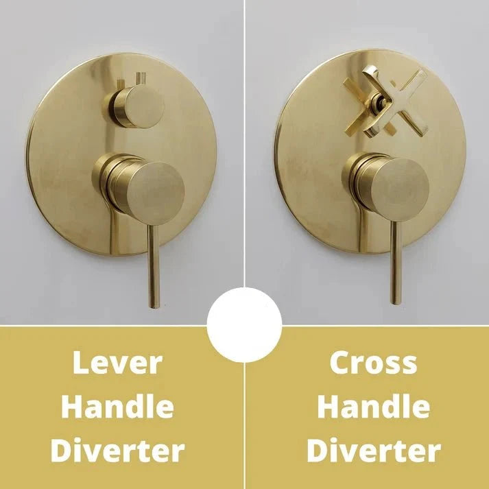 Unlacquered Brass Shower System with Rainfall Head and Tub Spout