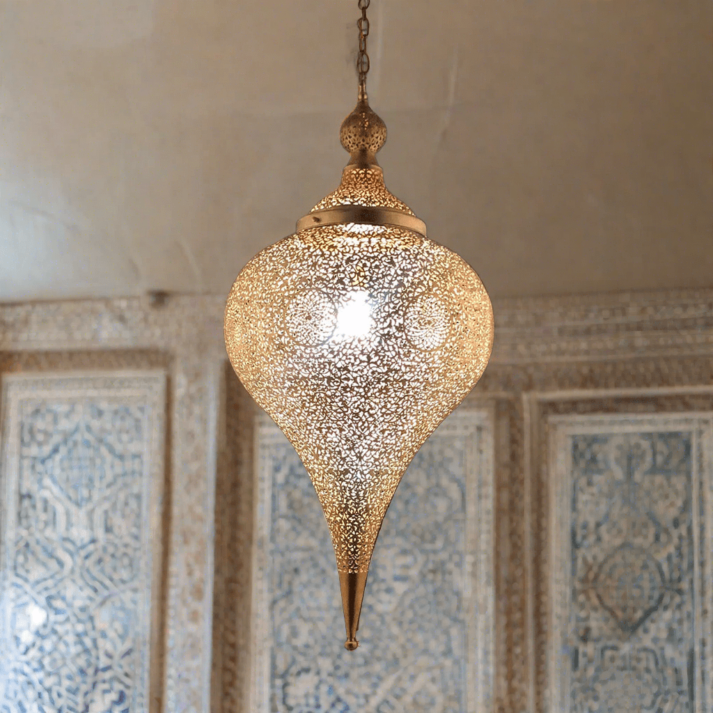 Moroccan Brass Ceiling Pendant - Custom Made