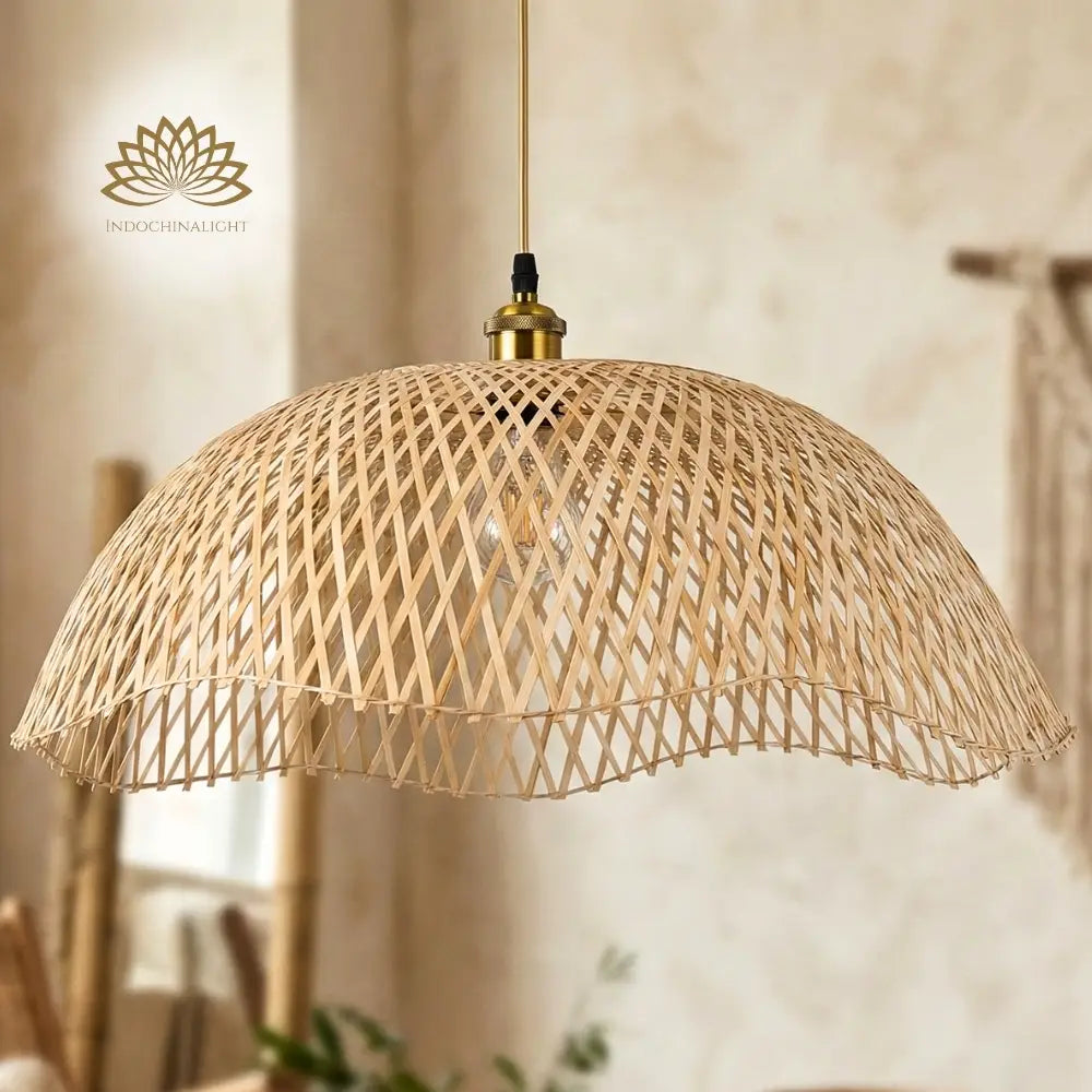 Chenkui Scallop Woven Bamboo Pendant Light Shade