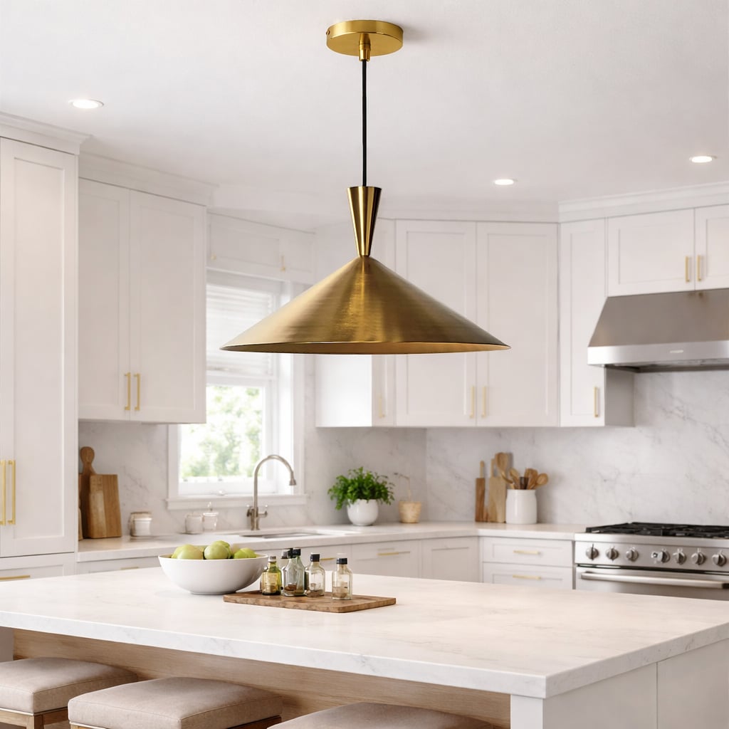 Conical Brass Pendant Light