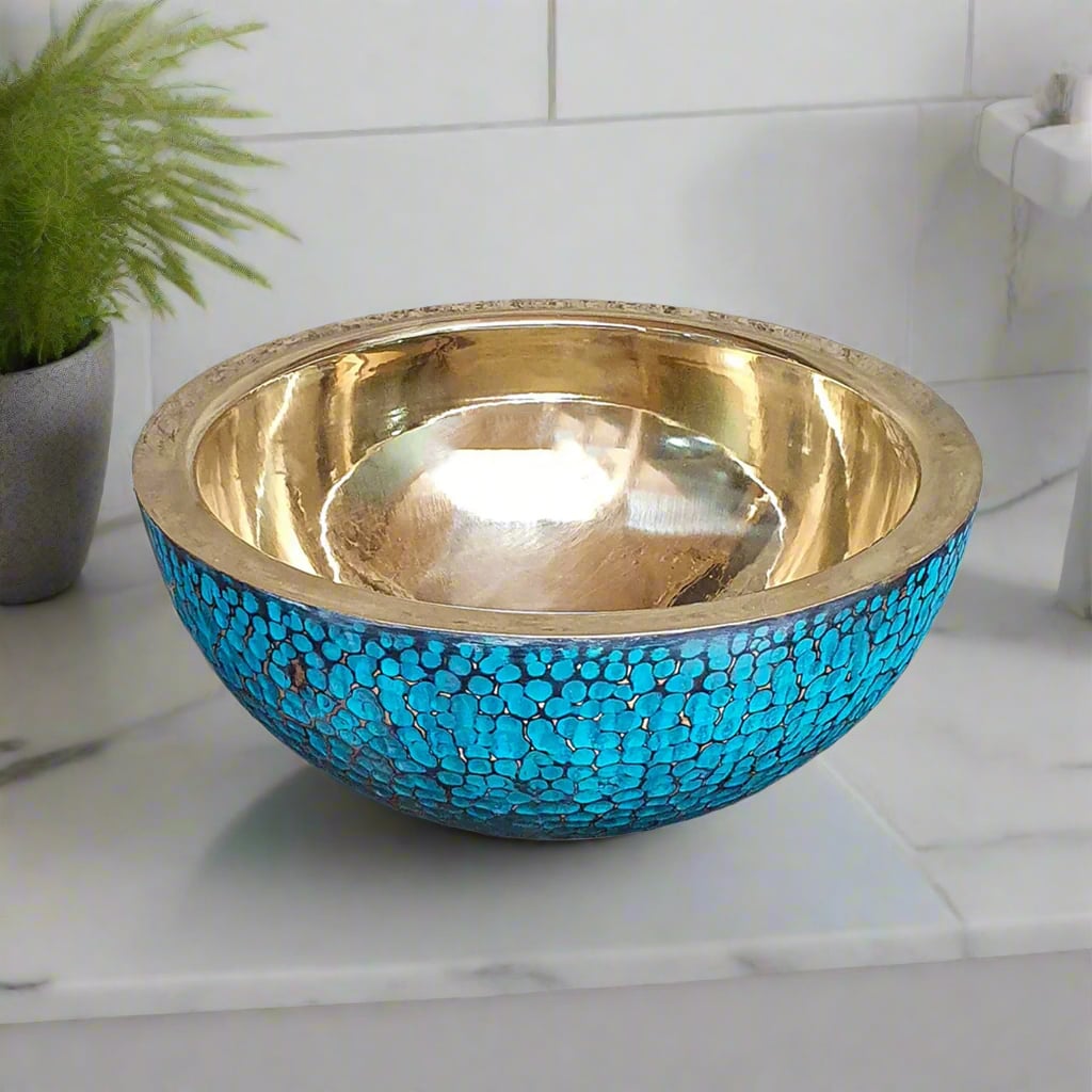 Blue Patina Brass Bathroom Sink