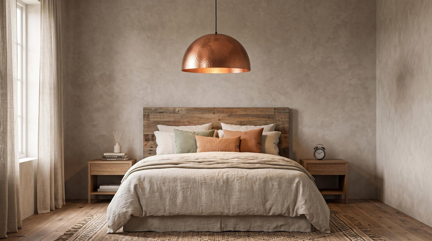 Copper Dome Pendant Light, Hammered Rose Copper Ceiling Lamp, Handmade Kitchen Island Fixture, Modern Boho Farmhouse Dining Hanging Light