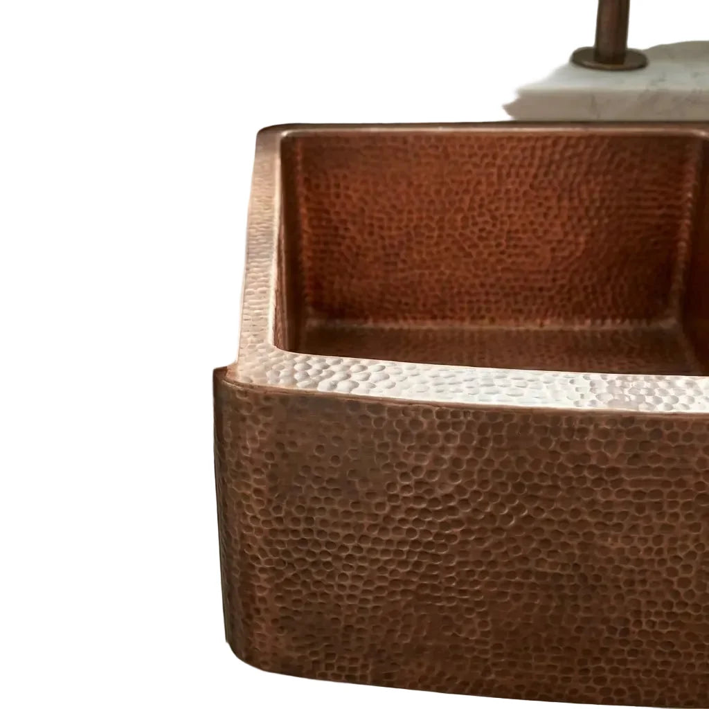 Copper Double Basin Farmhouse Sink for Elegant Kitchens