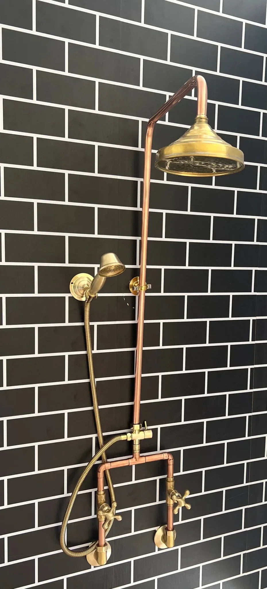 Luxury Copper Outdoor Shower System Wall Mounted Exposed Design