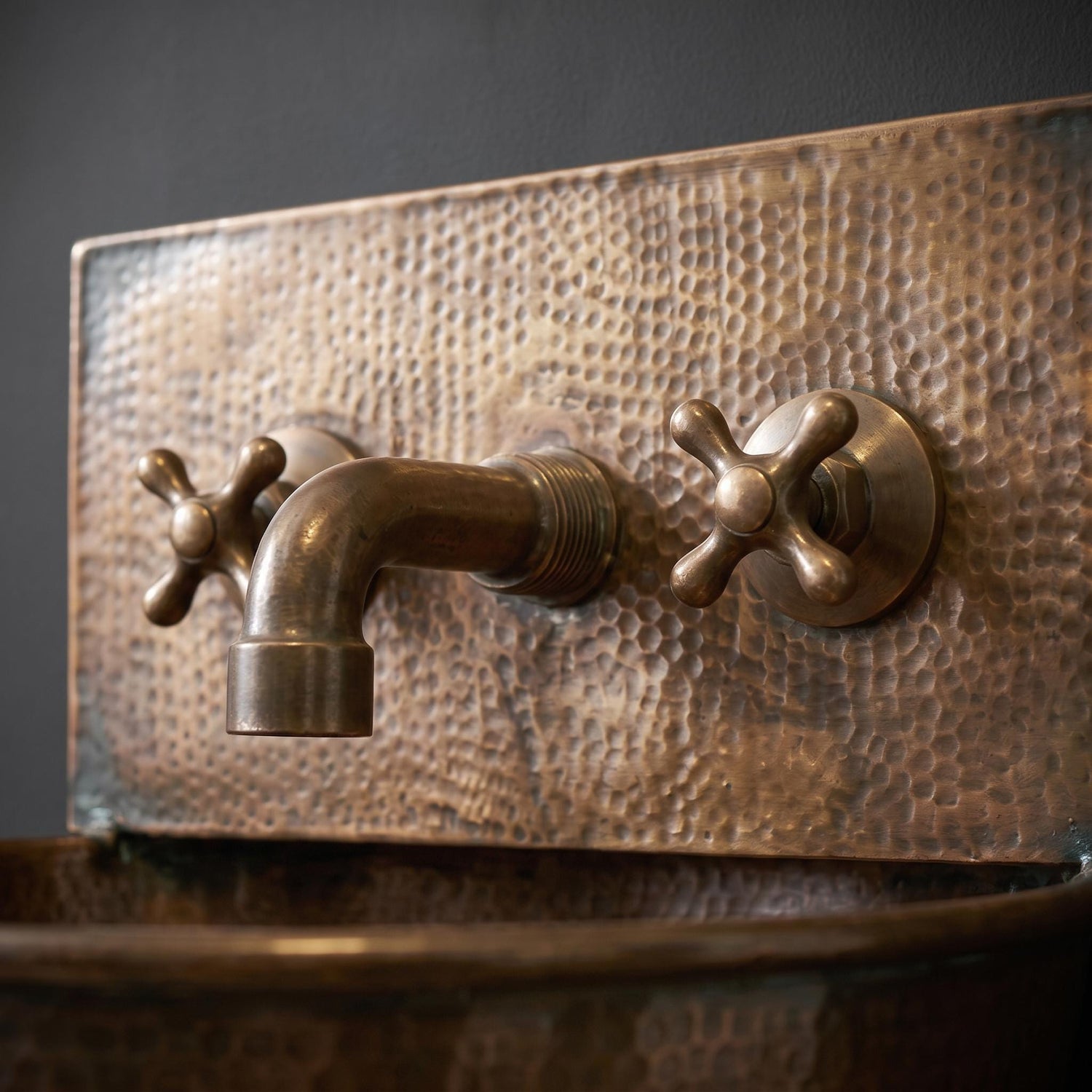 Copper sink aged Wall Mount Sink: Handcrafted Rustic Bathroom Fixture copper bathroom sink