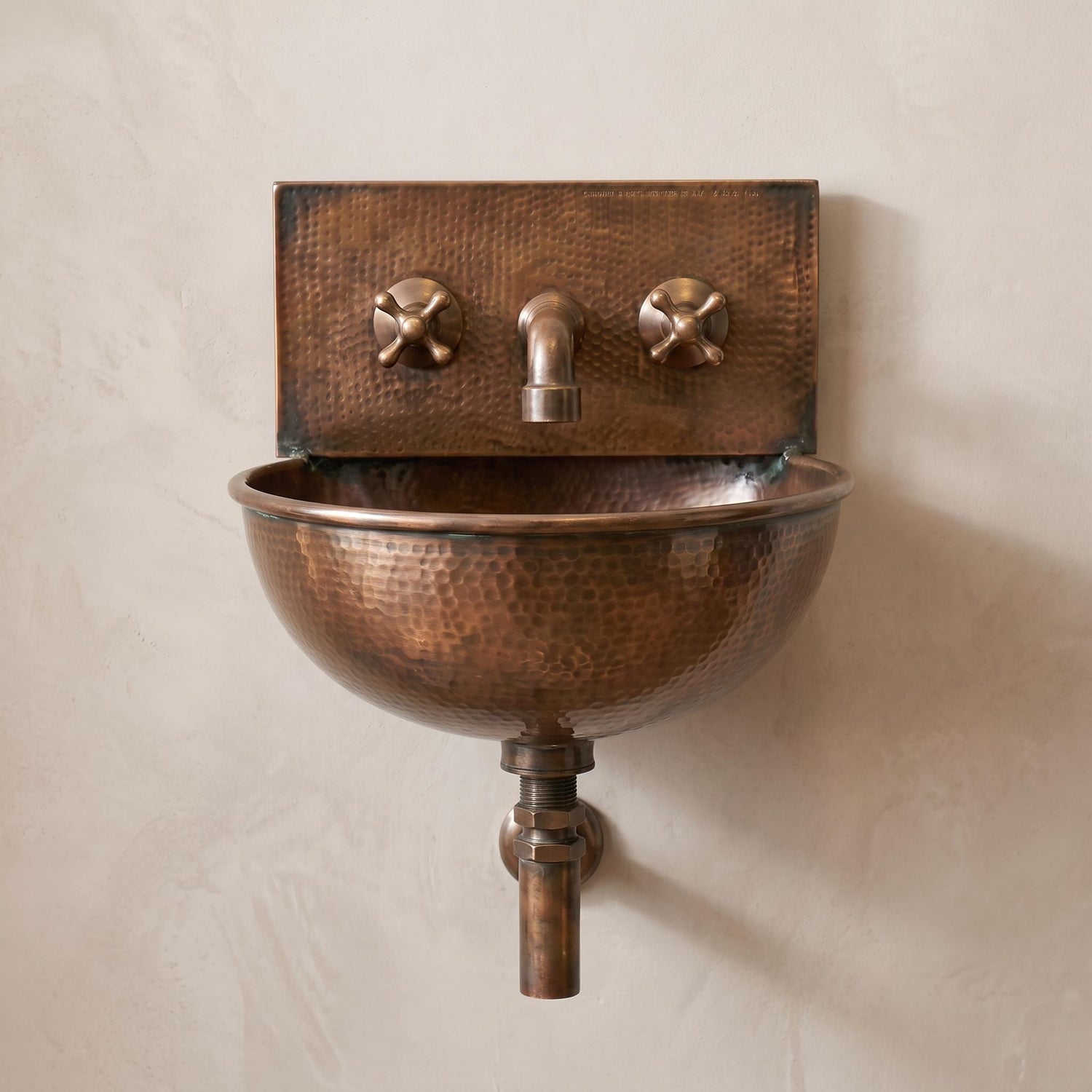 Copper sink aged Wall Mount Sink: Handcrafted Rustic Bathroom Fixture copper bathroom sink