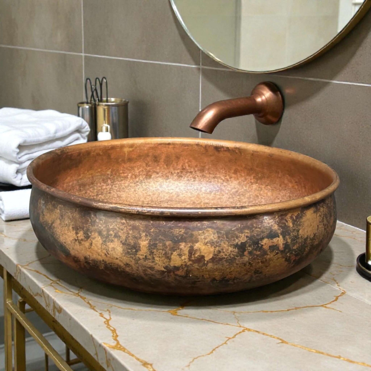 Hammered Copper Bathroom Sink