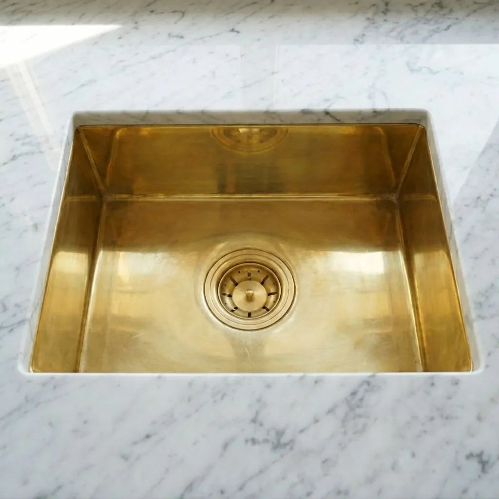 Unlacquered Brass Kitchen Sink , Undermount Single Brass Kitchen Sink Various Sizes