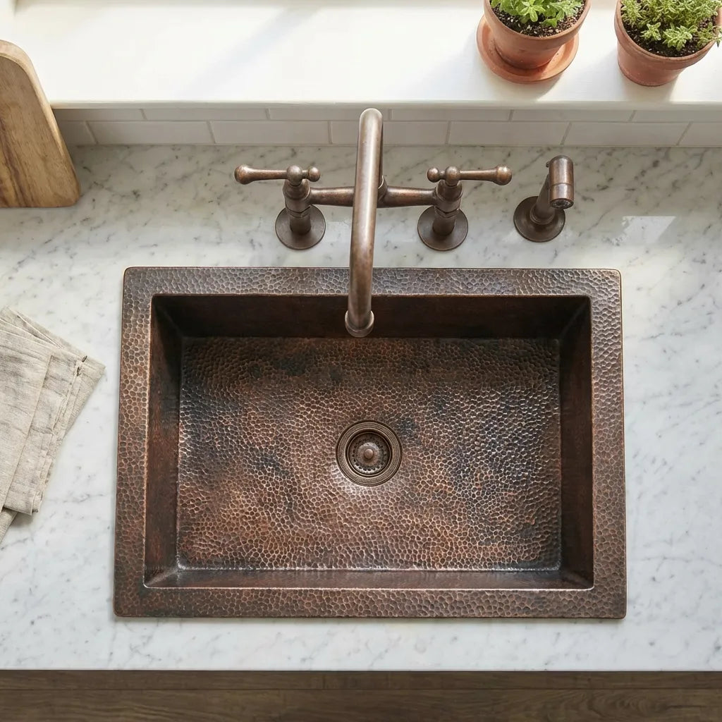 Hammered Copper Top Mount Sink - Nebula