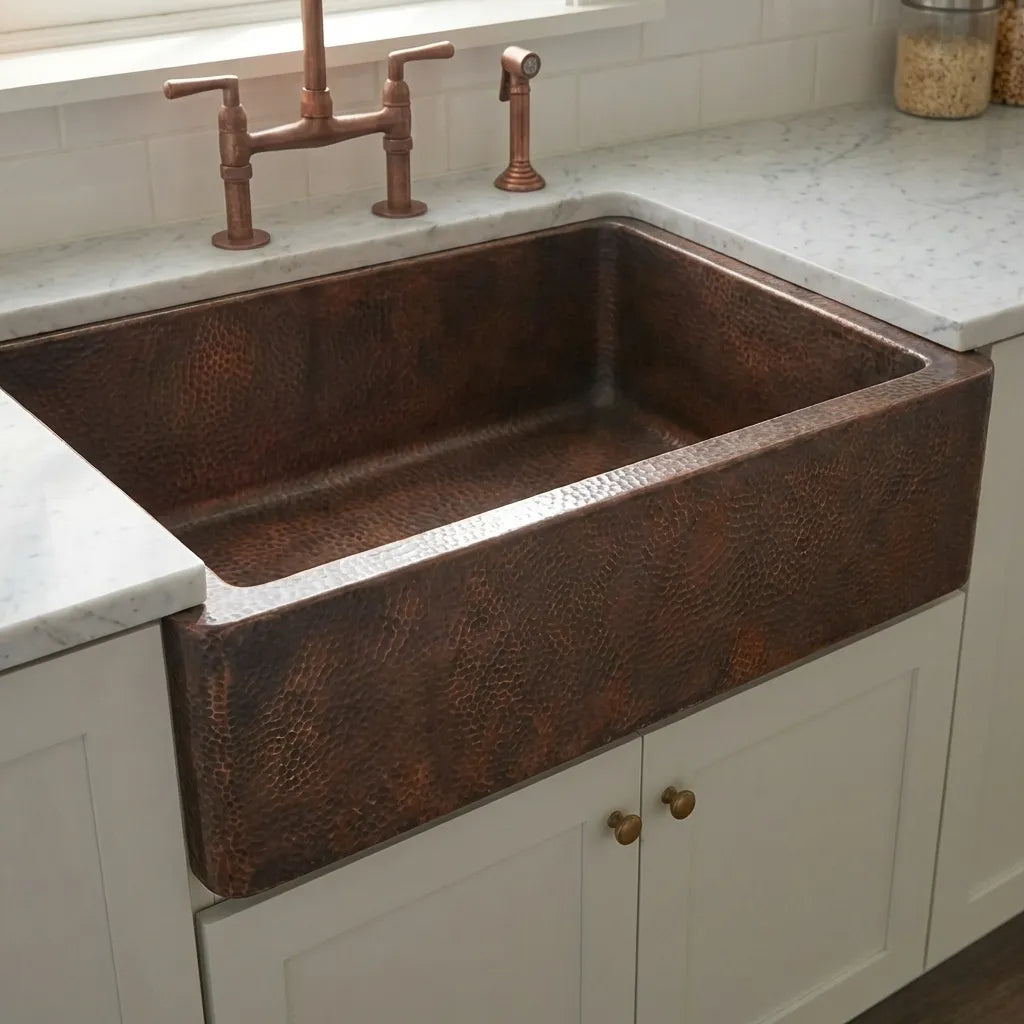 Dark Copper Farmhouse Apron Sink -Xylo