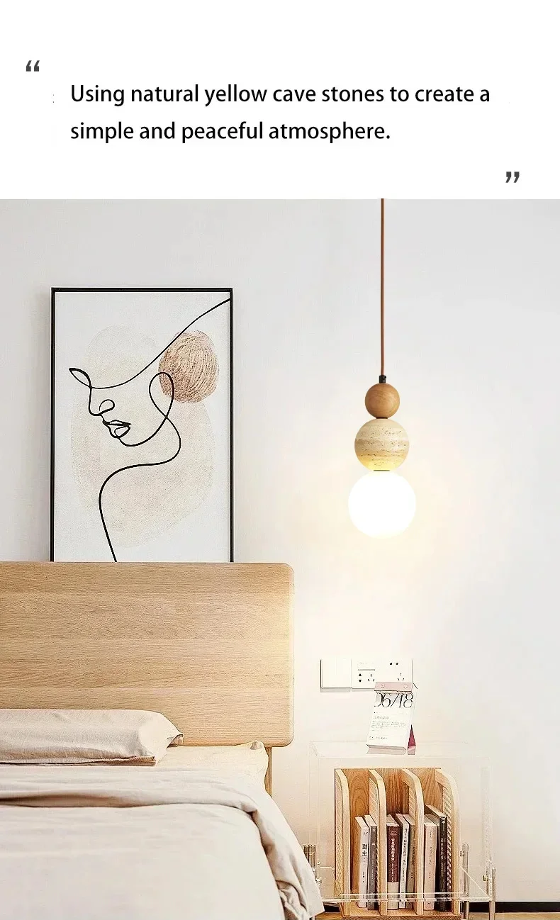 Elara Duo Wabi Sabi Three Ball Travertine Stone Pendant Light
