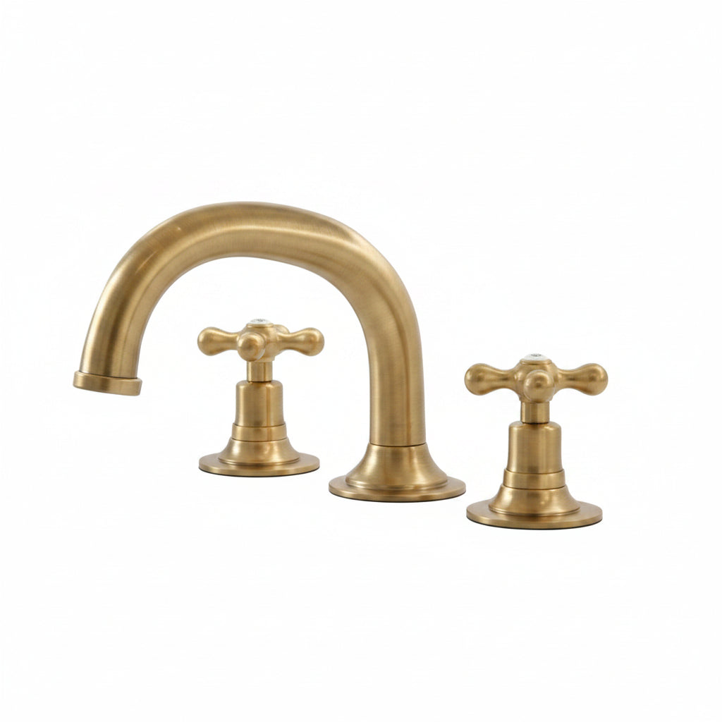 Elegant Solid Brass Widespread Bathroom Faucet with Double Cross Handles
