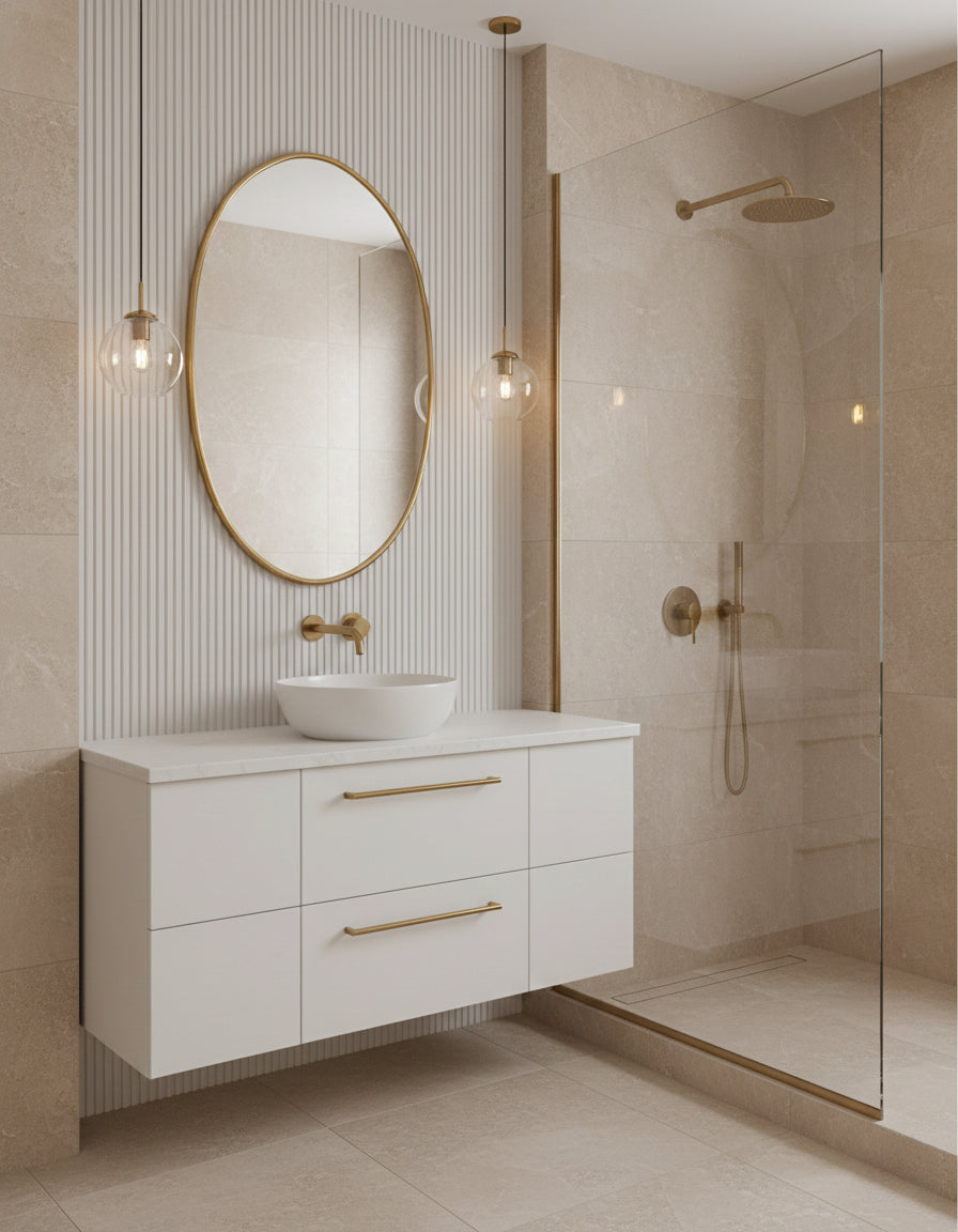 Varaudu Brass Oval Wall Mirror - Antique Brass Bathroom Mirror, Vanity Wall Decor