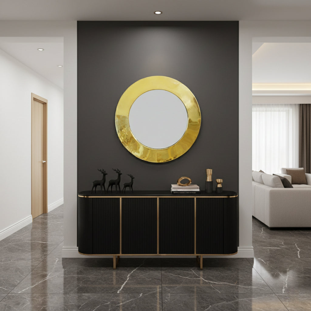 Varaudu Gold Round Wall Mirror Handmade Brass Bathroom Mirror 369099658 - Antique Brass Bathroom Mirror, Vanity Wall Decor