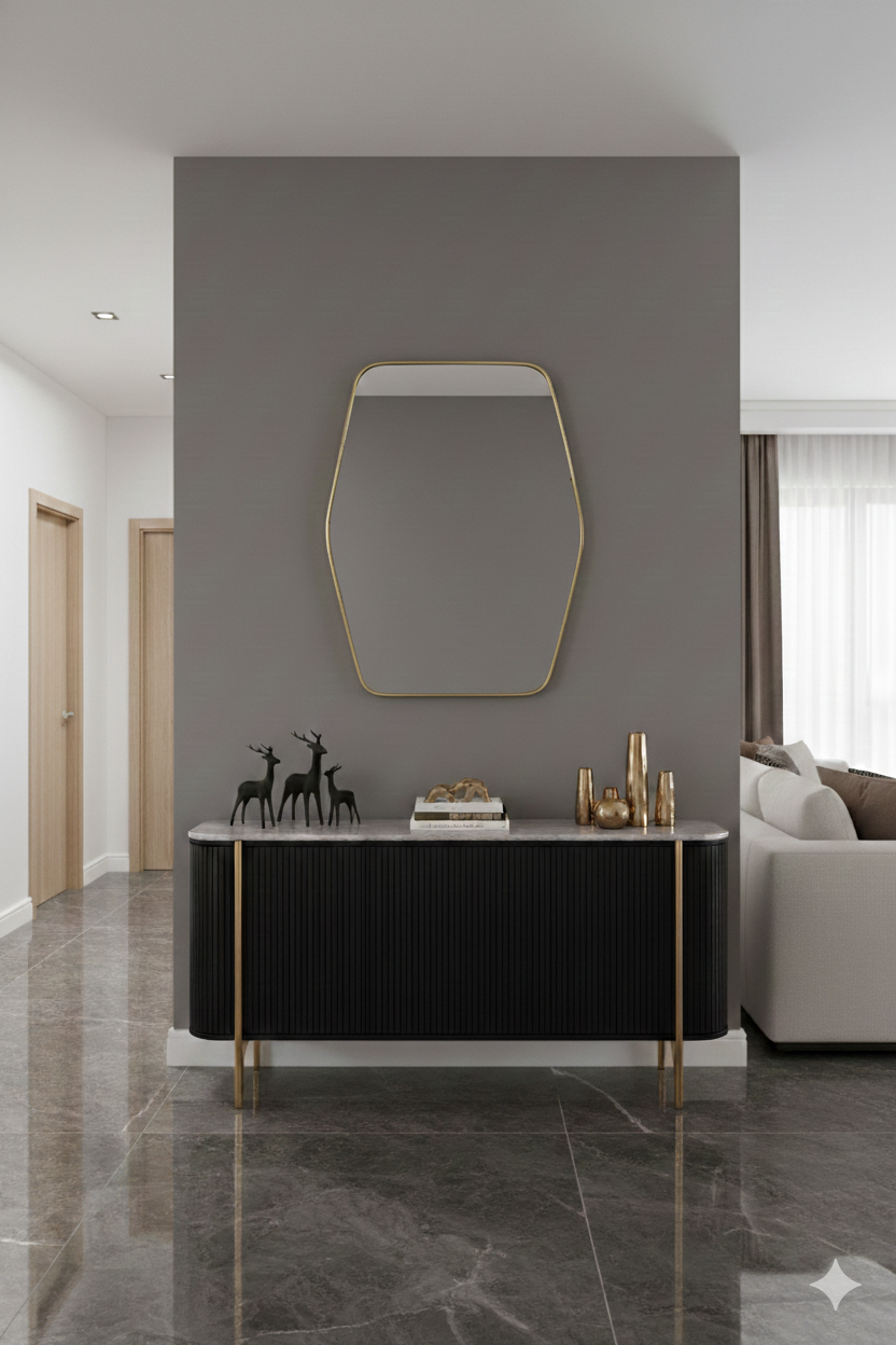 Varaudu Hexagonal Brass Mirror Bathroom Mirror 369099719 - Antique Brass Bathroom Mirror, Vanity Wall Decor