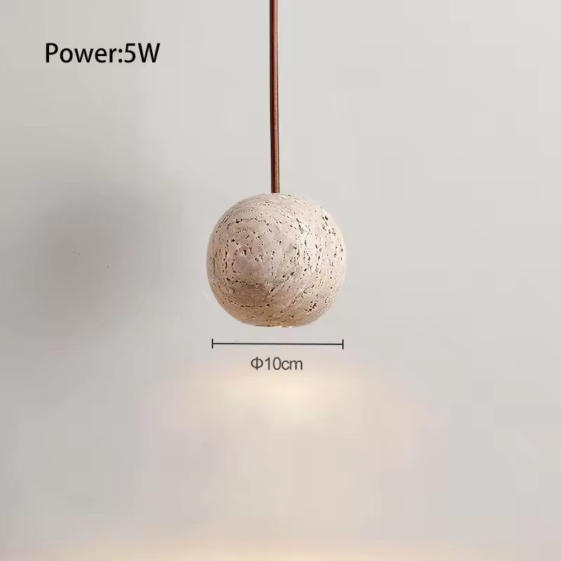 Fabien Wabi Sabi Globe Travertine Stone Pendant Light