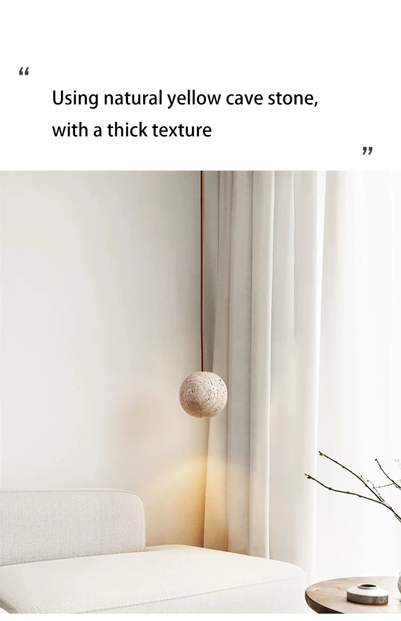 Fabien Wabi Sabi Globe Travertine Stone Pendant Light