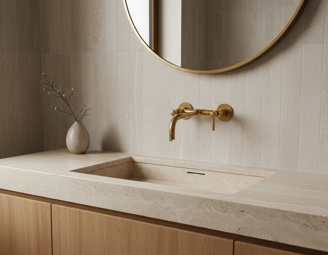 Wall Mounted Brass Faucet - Unlacquered Brass Bathroom Faucet
