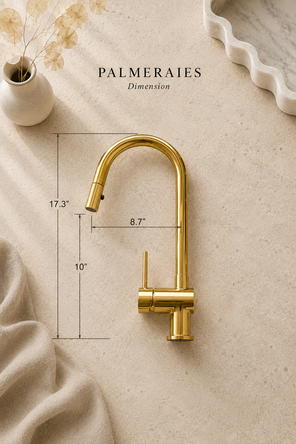 Unlacquered Brass Pull-Down Kitchen Faucet - Brass Kitchen Faucet