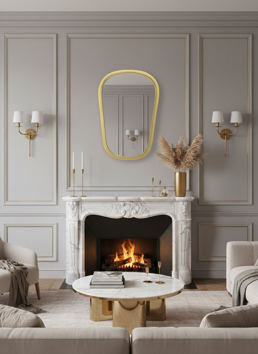 Varaudu Gold Mirror Brass Mirror Handmade Mirror Bathroom Mirror Golden Wall Mirror 369099715 - Antique Brass Bathroom Mirror, Vanity Wall Decor