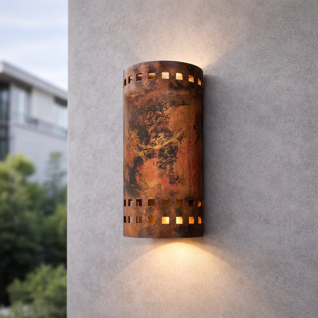 Flame Patina Copper Wall Sconce