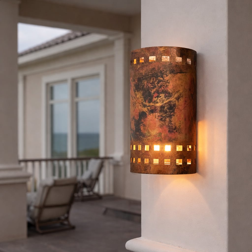 Flame Patina Copper Wall Sconce