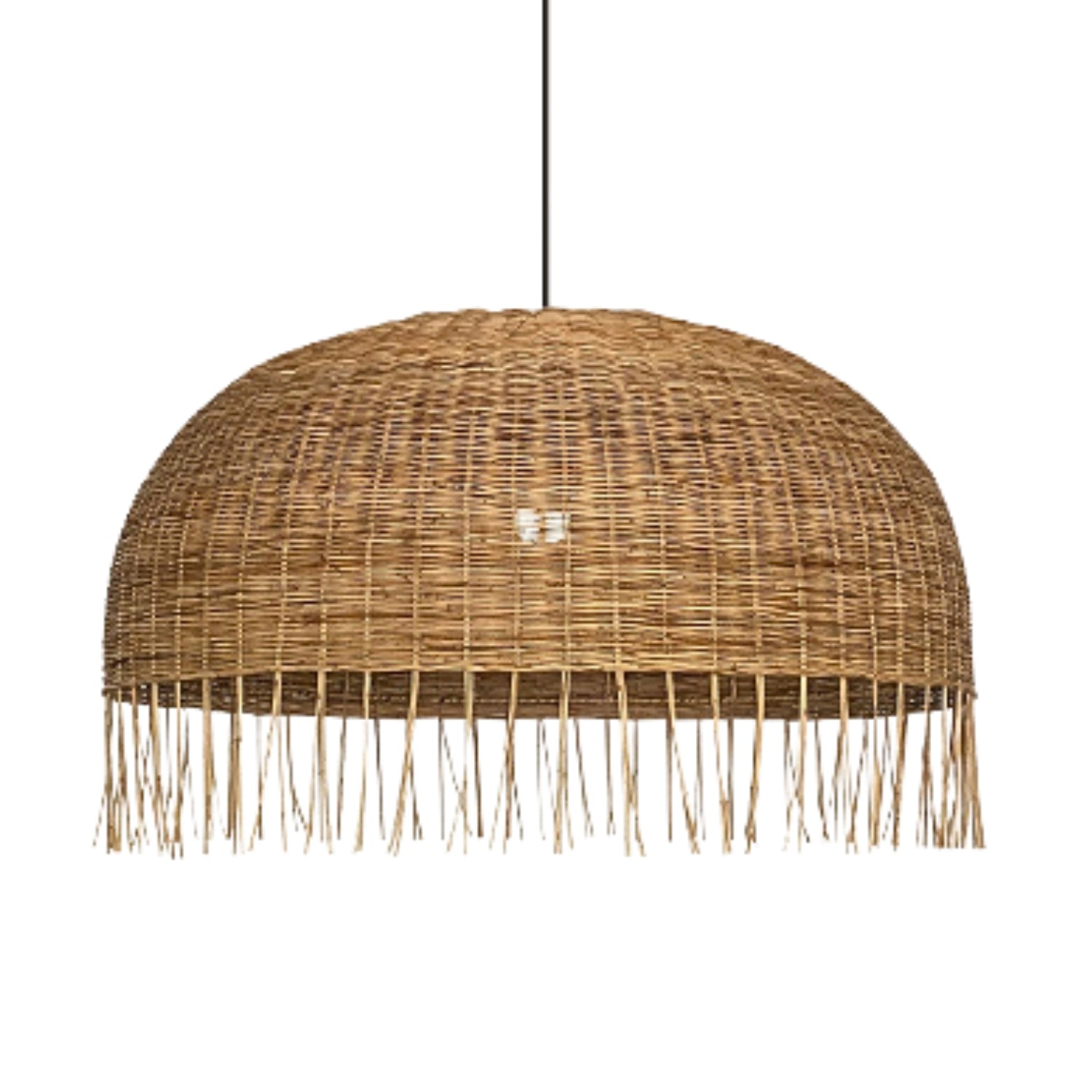 Frayed Rattan Wicker Dome Pendant Light