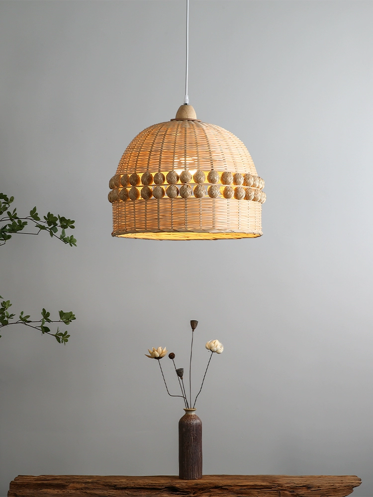 Gaudio Dome Wicker Bamboo Pendant Light - Little Balls Shade