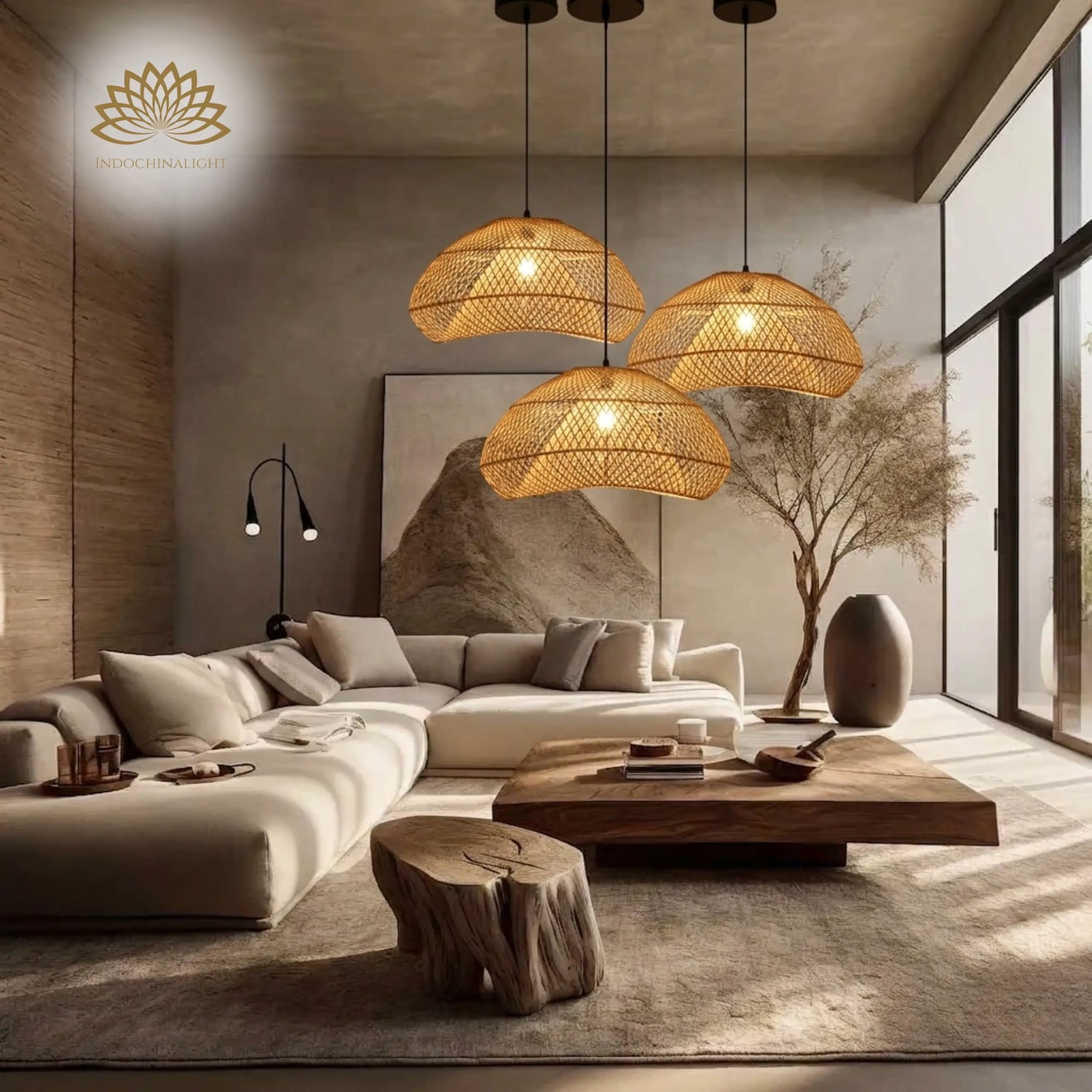 Generis Wabi Sabi Wave Rattan Pendant Light