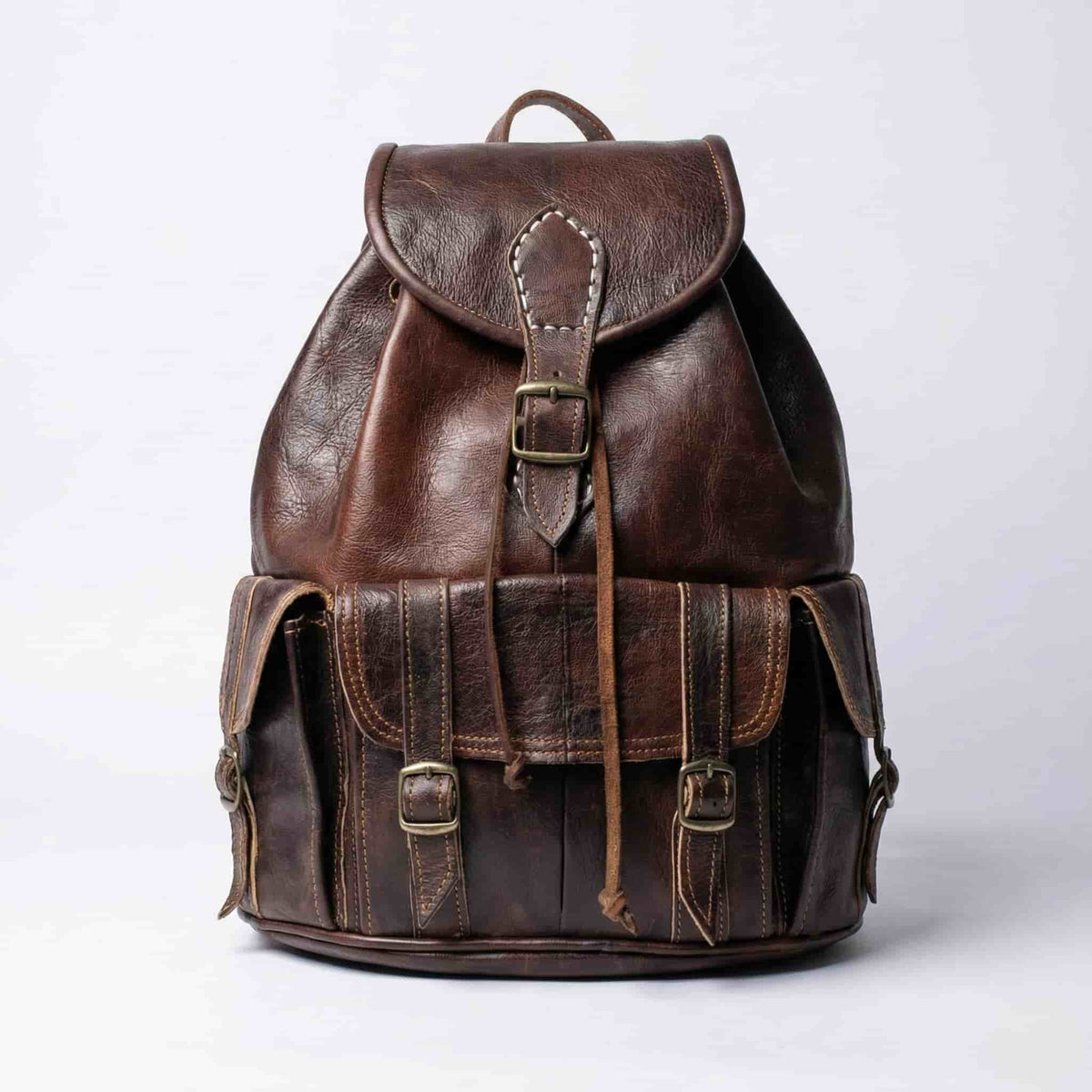 Moroccan Leather Backpack – Handmade Minimalist Bag