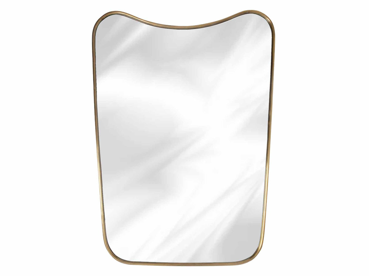 Varaudu Curved Brass Mirror Frame Wall Mirror - Antique Brass Bathroom Mirror, Vanity Wall Decor