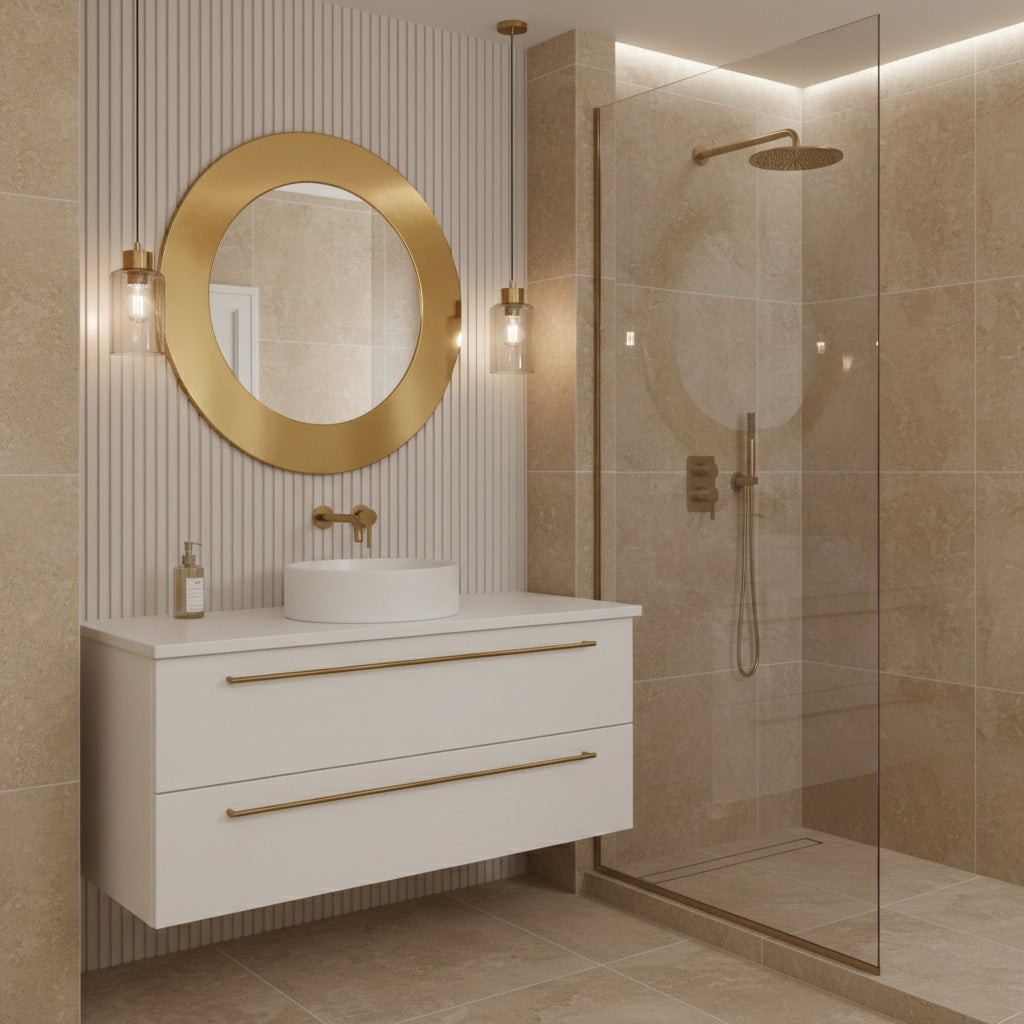 Varaudu Gold Round Wall Mirror Handmade Brass Bathroom Mirror 369099658 - Antique Brass Bathroom Mirror, Vanity Wall Decor