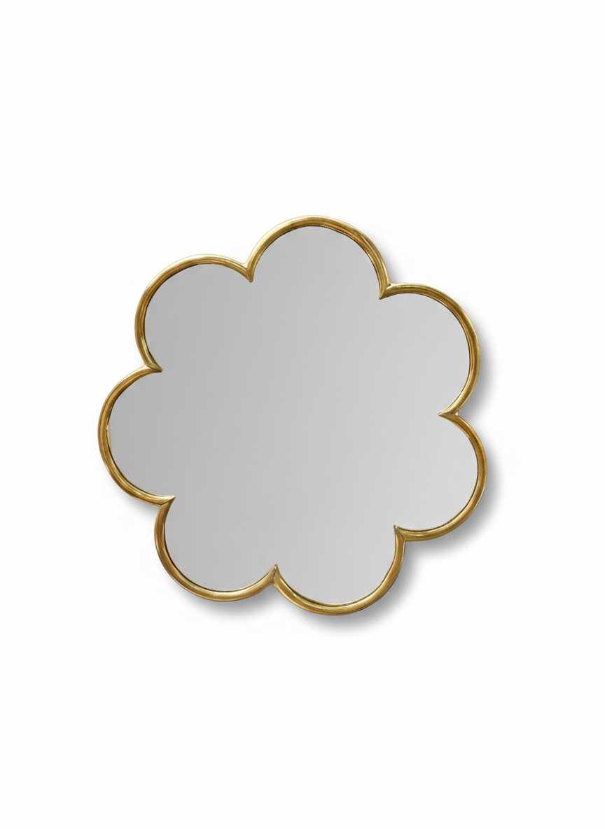Varaudu Flower Brass Wall Mirror Moroccan Handmade Mirror 369099654 - Antique Brass Bathroom Mirror, Vanity Wall Decor