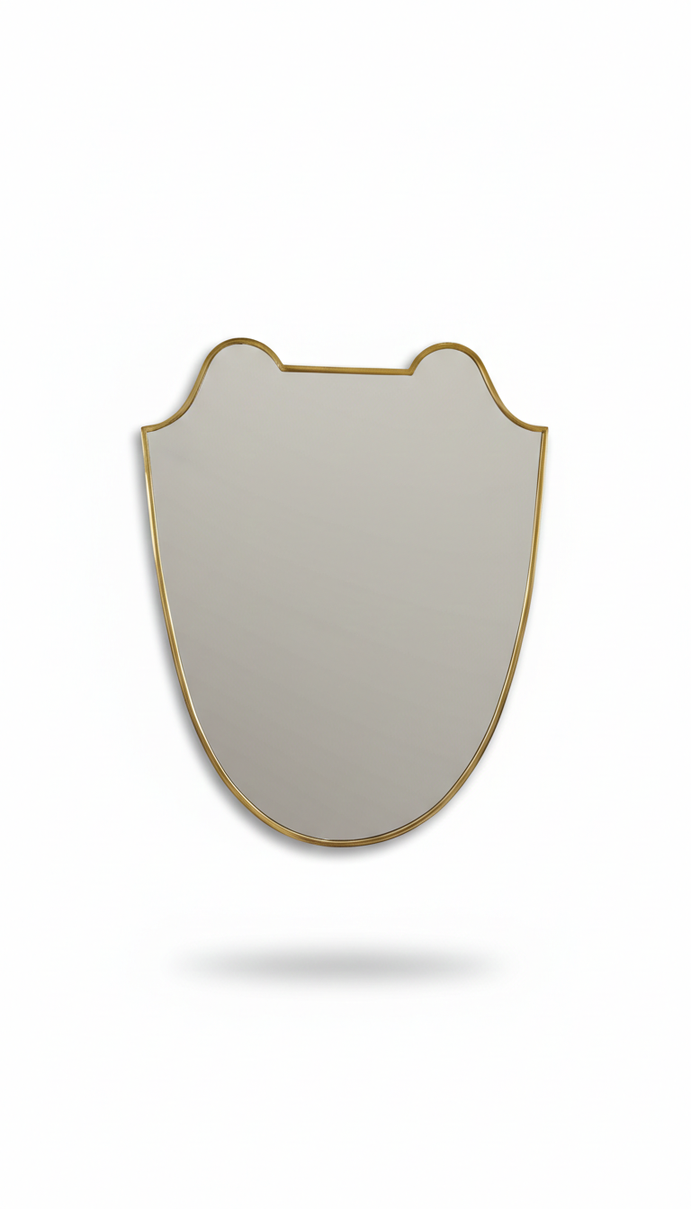 Varaudu Brass Italian Shield Wall Mirror - Antique Brass Bathroom Mirror, Vanity Wall Decor