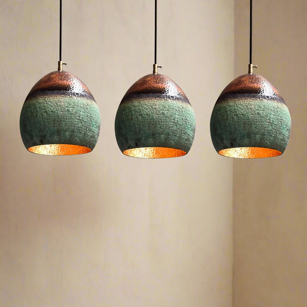 Patina Copper Pendant Light - Set Of 3