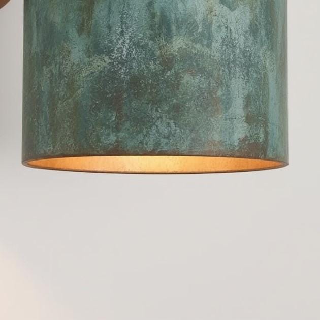 Green Patina Copper Wall Sconce: Rustic Modern Cylinder Light