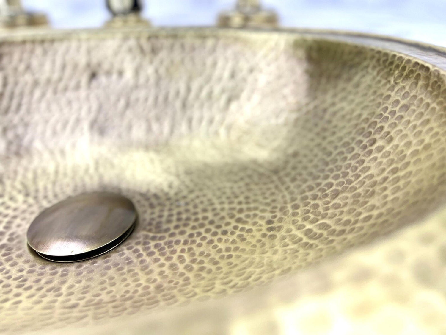 Hammered Brass Drop-In Sink & Faucet Set - Resin & Bone Inlay
