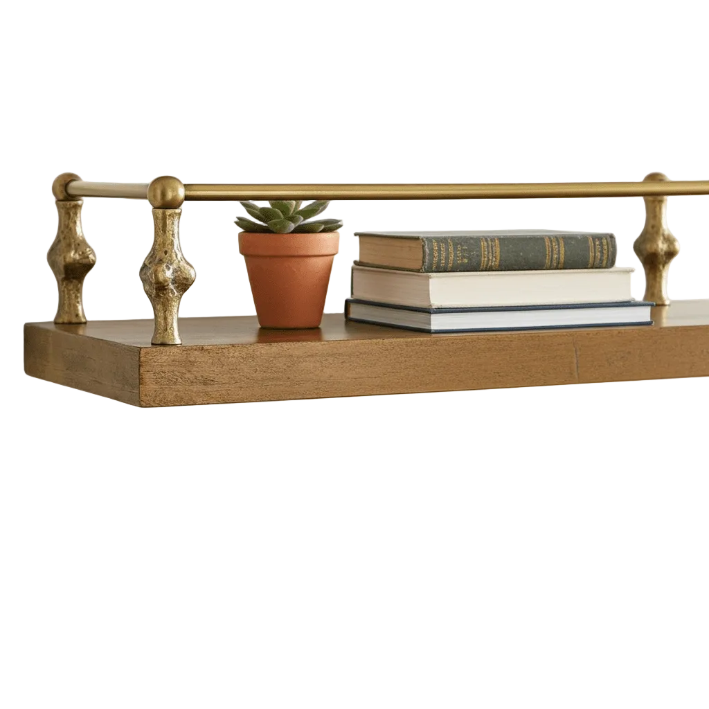 Unlacquered Solid Brass Shelf Bar for Cabinets and Shelving