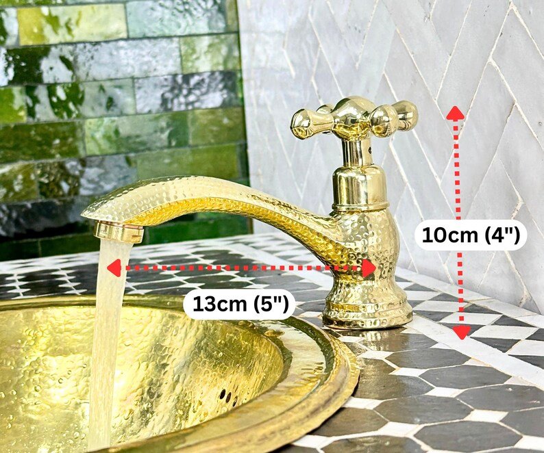 Hammered Brass Single Hole Faucet – Unlacquered Bathroom Tap