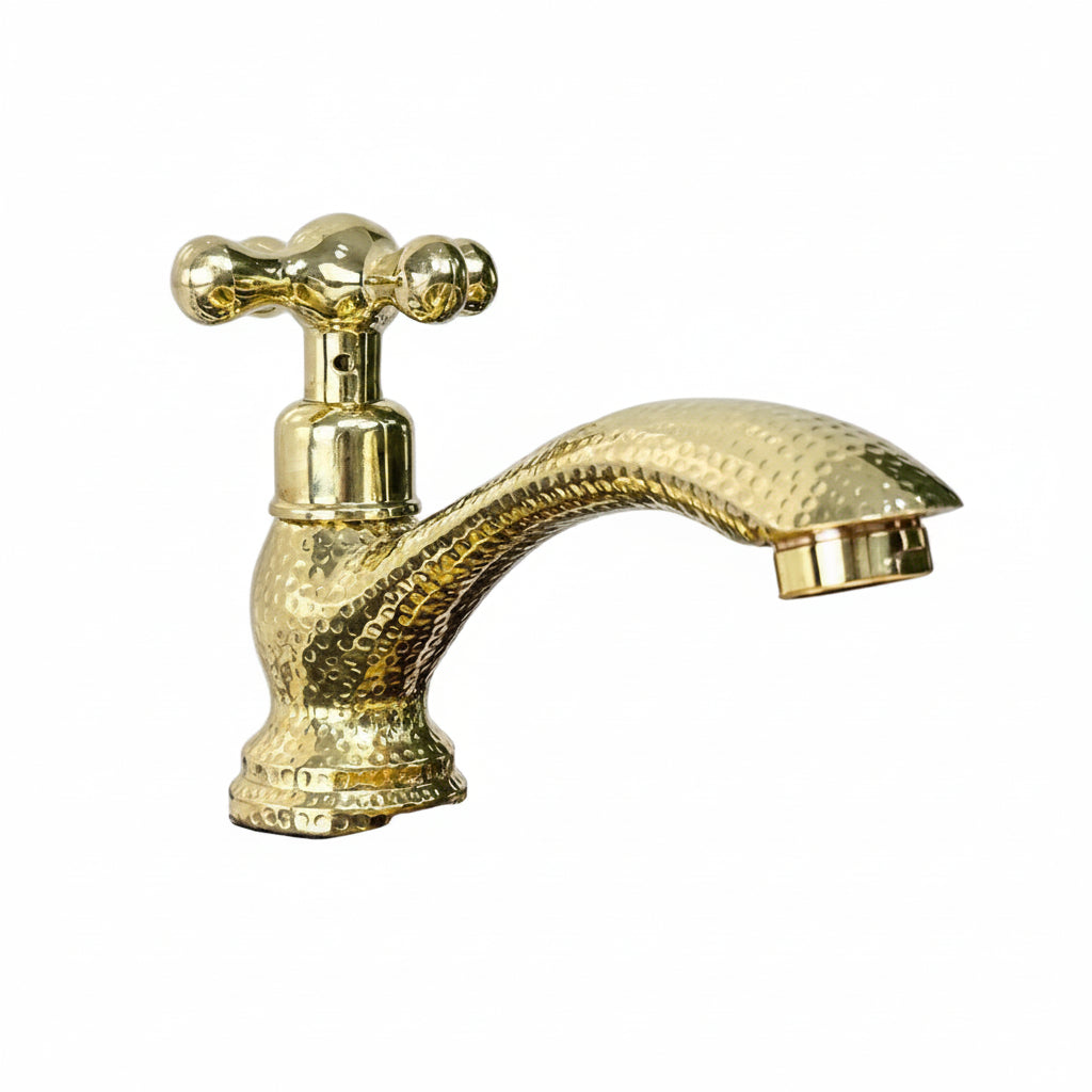 Hammered Brass Single Hole Faucet – Unlacquered Bathroom Tap