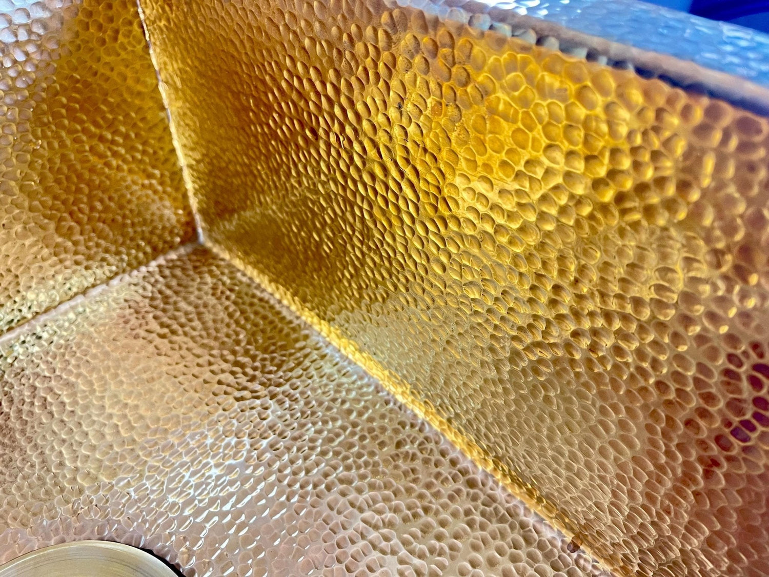 Hammered Brass Square Farmhouse Sink - Unlacquered Drop-in Basin