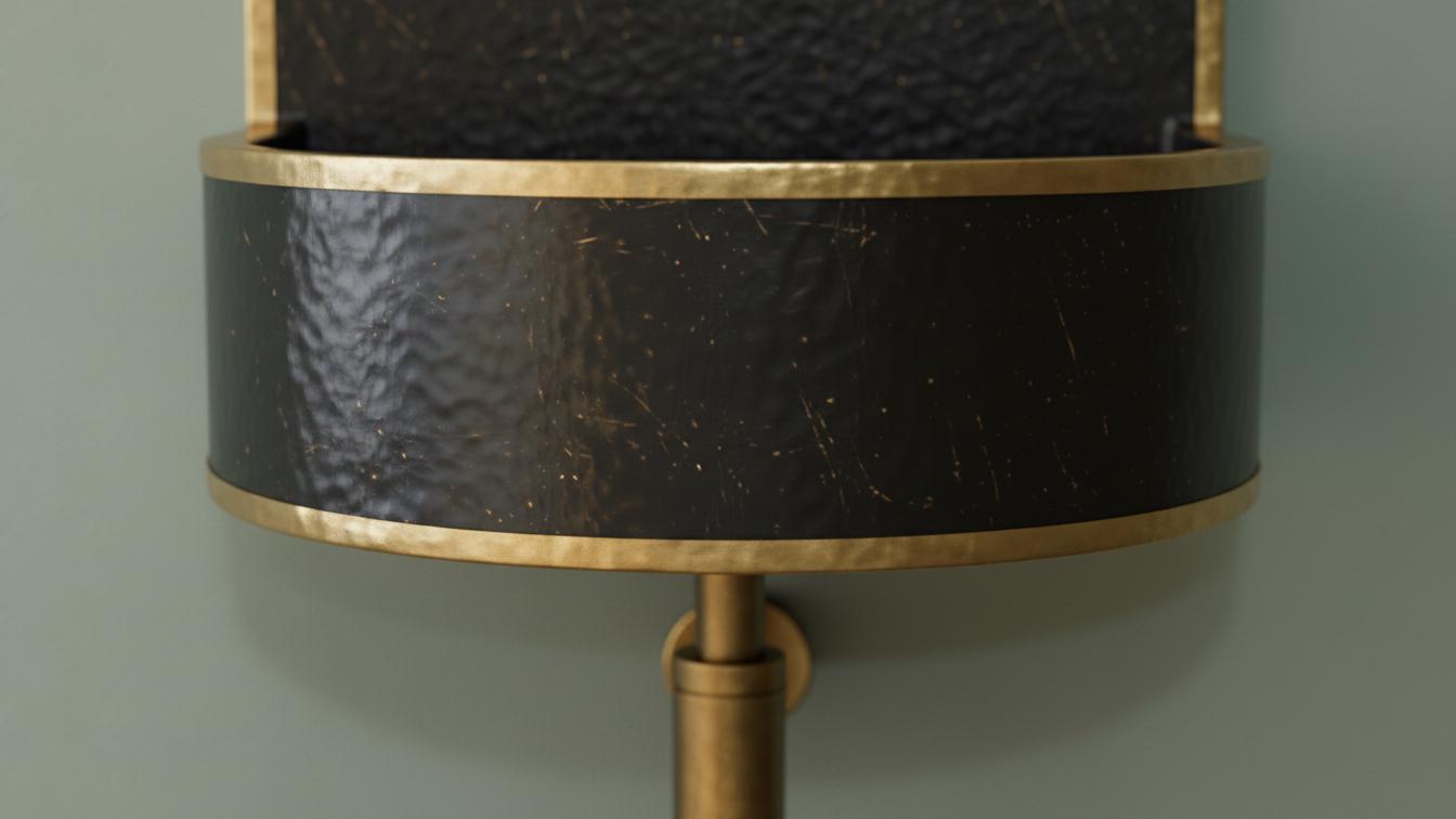 Hammered Brass Wall Mount Sink - Black Patina Floating Basin