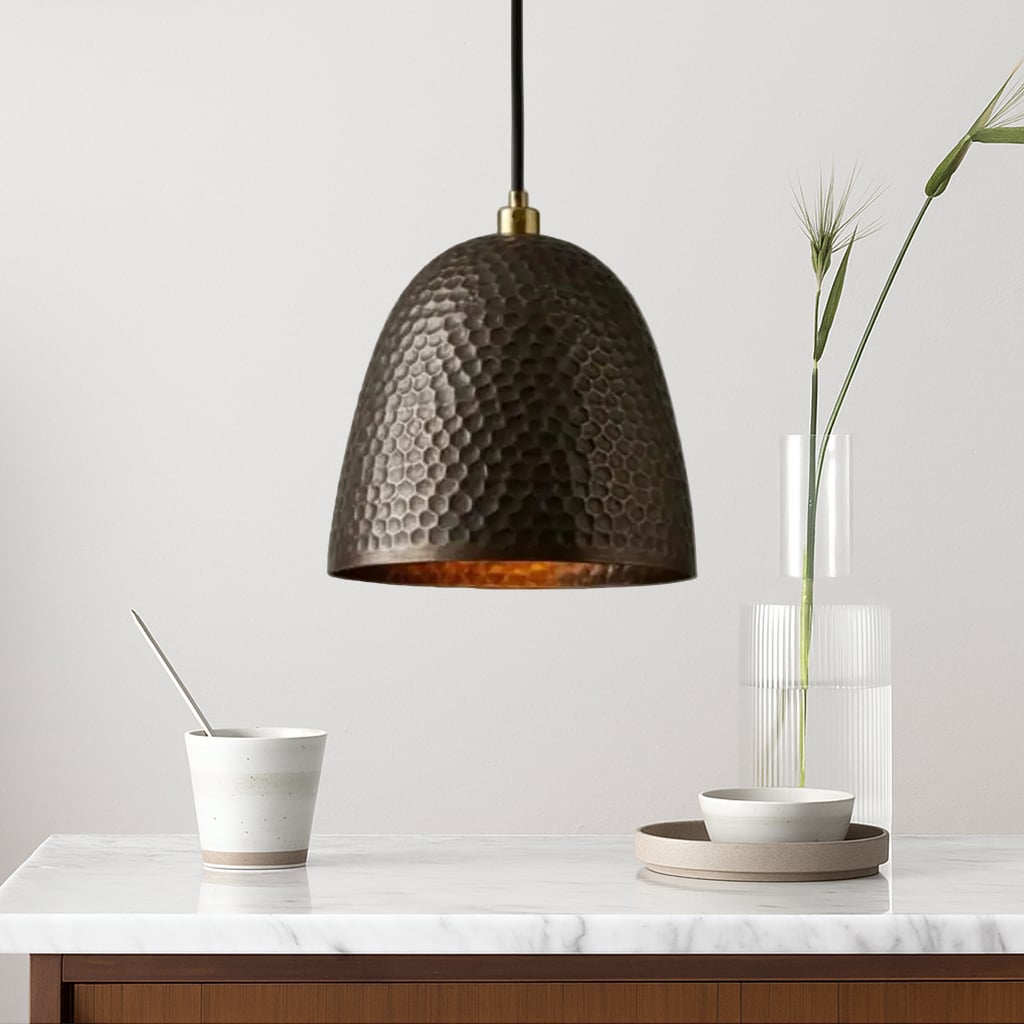 Hammered Dark Copper Pendant Light